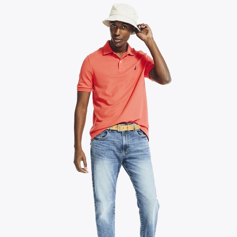 Men's Nautica Sustainably Crafted Deck Polo Shirts Red | GQu1vYBN