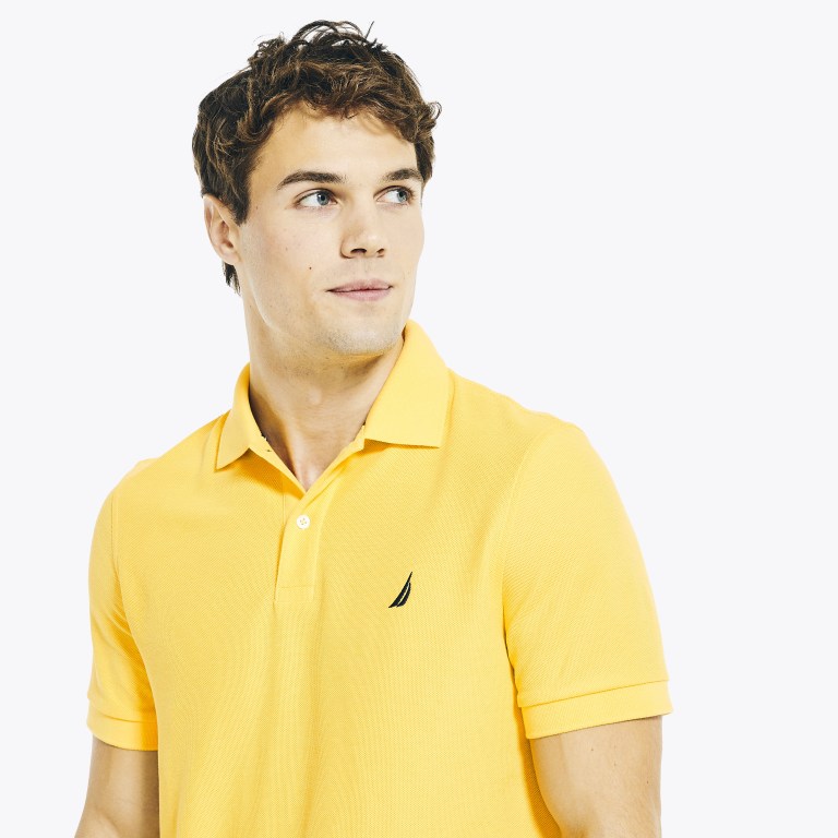 Men's Nautica Sustainably Crafted Deck Polo Shirts Light Yellow | T5l8P9er