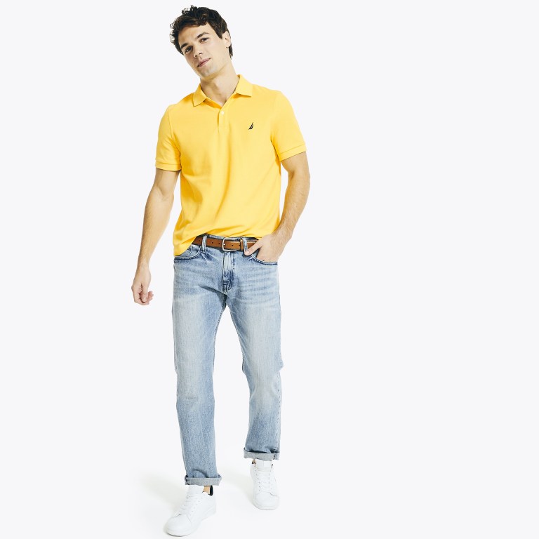 Men's Nautica Sustainably Crafted Deck Polo Shirts Light Yellow | T5l8P9er