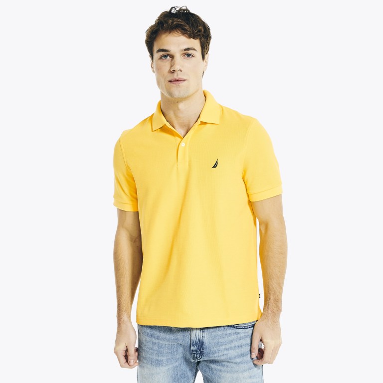 Men\'s Nautica Sustainably Crafted Deck Polo Shirts Light Yellow | T5l8P9er