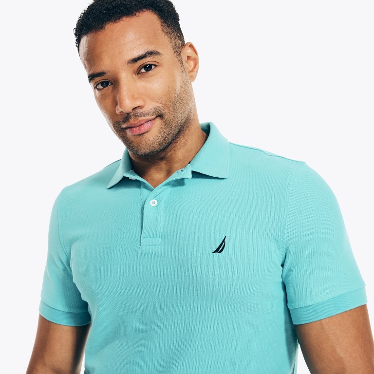 Men's Nautica Sustainably Crafted Deck Polo Shirts Blue | gKyNykfC