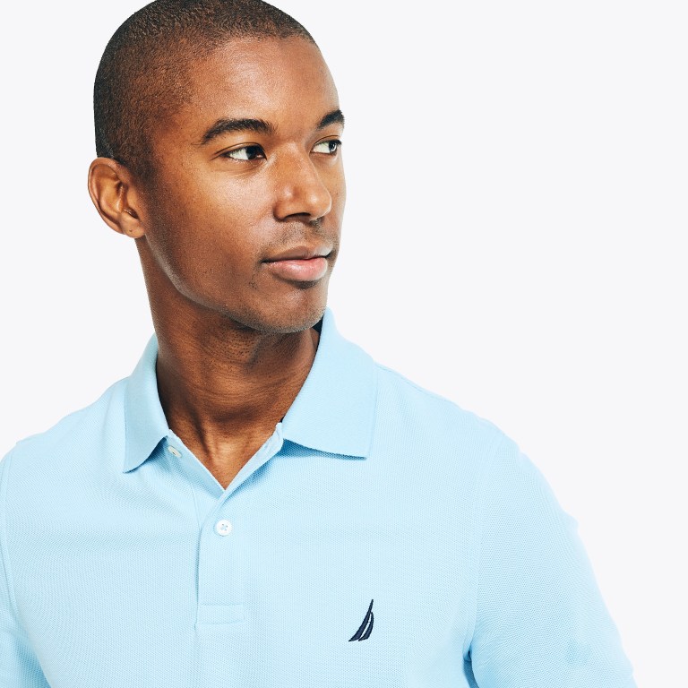 Men's Nautica Sustainably Crafted Deck Polo Shirts Turquoise | hJxpWm4D