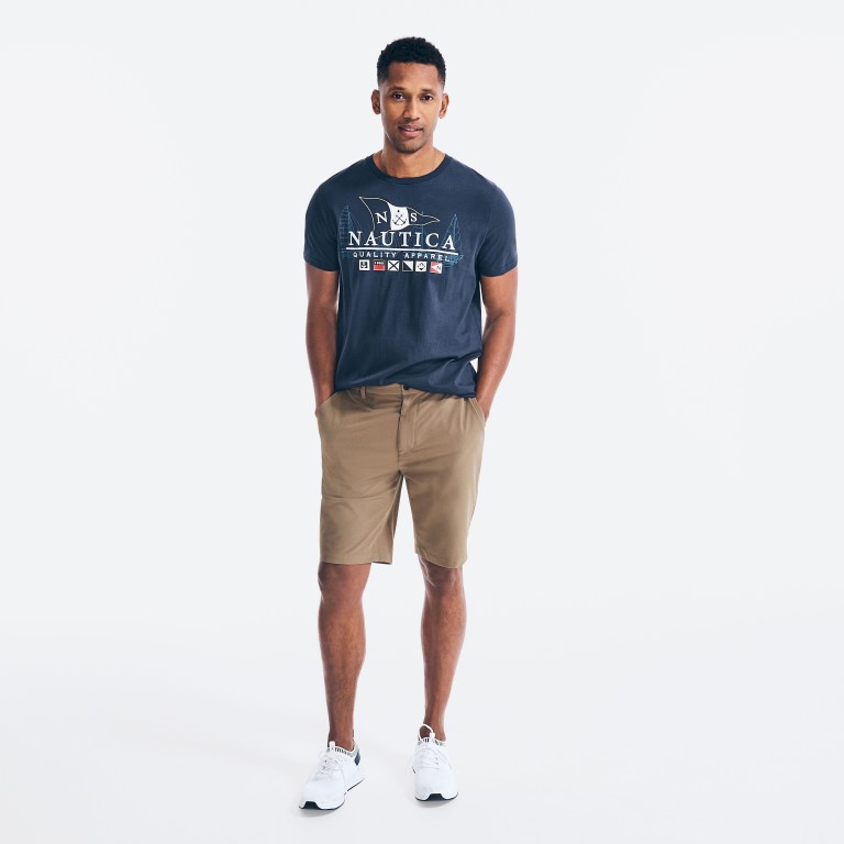 Men's Nautica Sustainably Crafted Flags Graphic T Shirts Navy | BUgc4k6j