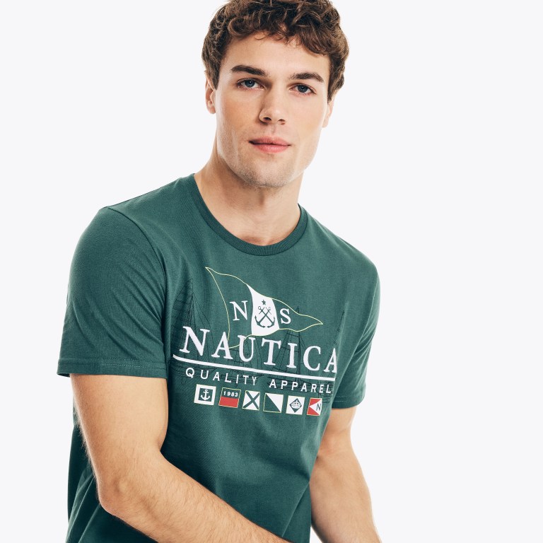 Men's Nautica Sustainably Crafted Flags Graphic T Shirts Multicolor | IoHzW8MG