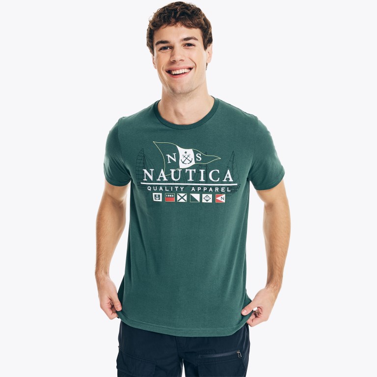 Men\'s Nautica Sustainably Crafted Flags Graphic T Shirts Multicolor | IoHzW8MG