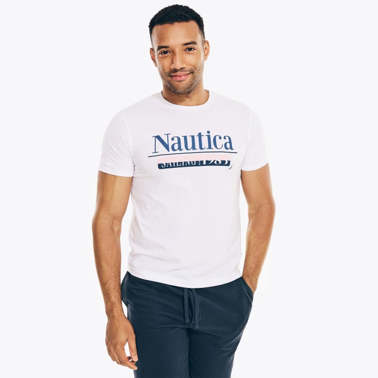 Men\'s Nautica Sustainably Crafted Graphic T Shirts White | hy6u2485