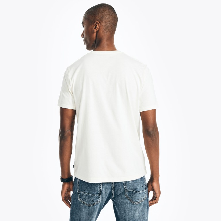 Men's Nautica Sustainably Crafted Logo Graphic T Shirts Cream | 1YGQy0lD