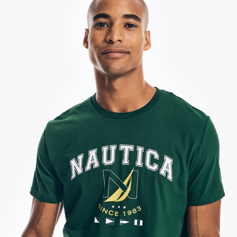 Men's Nautica Sustainably Crafted Logo Graphic T Shirts Green | 2jQ3Qq1R