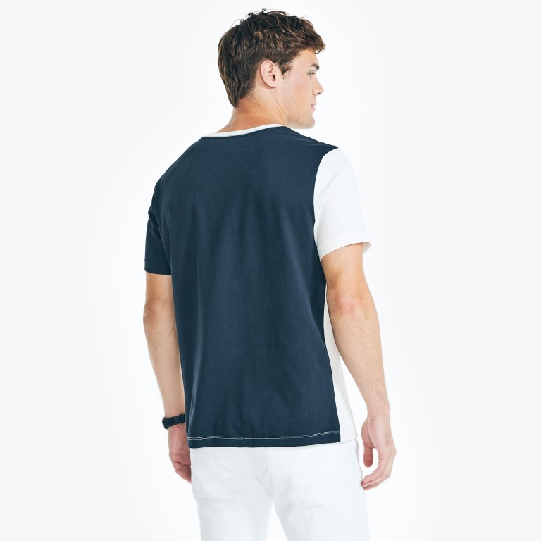 Men's Nautica Sustainably Crafted Nautica Co. Colorblock T Shirts Navy | rz926Cwu