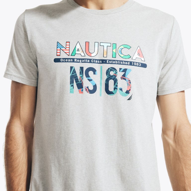 Men's Nautica Sustainably Crafted Ns-83 Graphic T Shirts Grey | bWXnw5iI