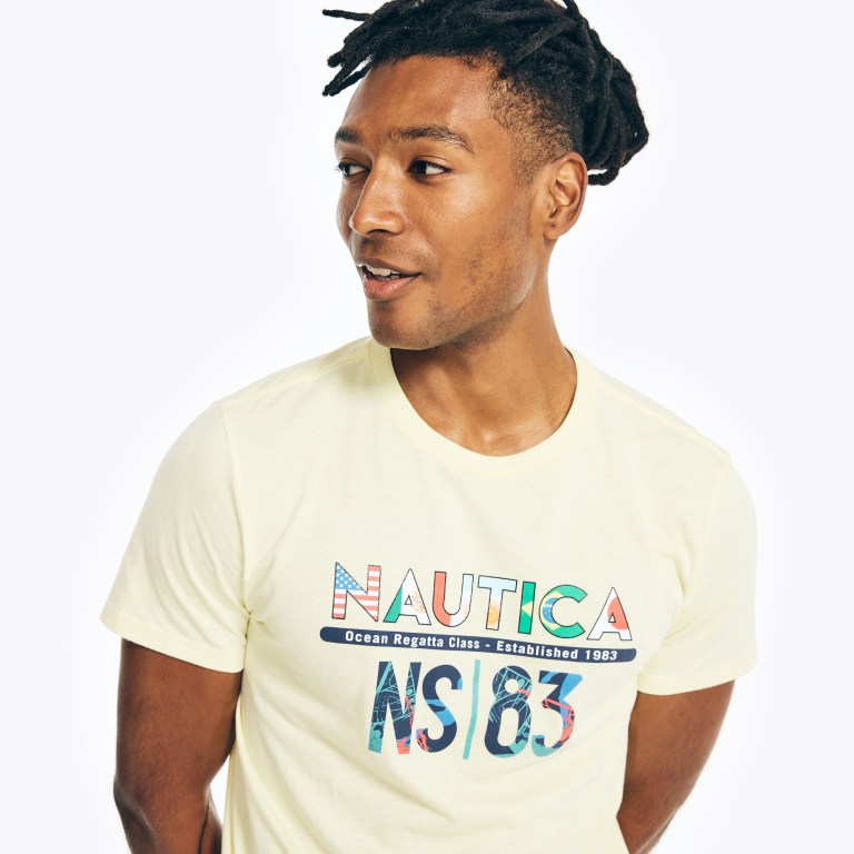 Men's Nautica Sustainably Crafted Ns-83 Graphic T Shirts Light Yellow | c3ufvCCj