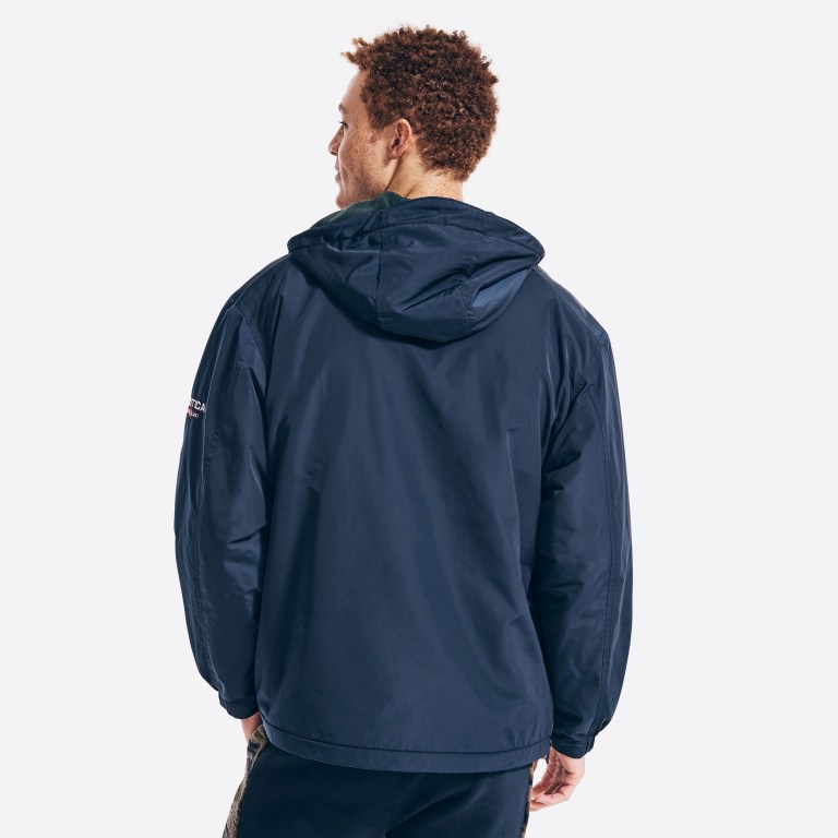 Men's Nautica Sustainably Crafted Reversible Anorak Jackets Navy | rUz2fneR