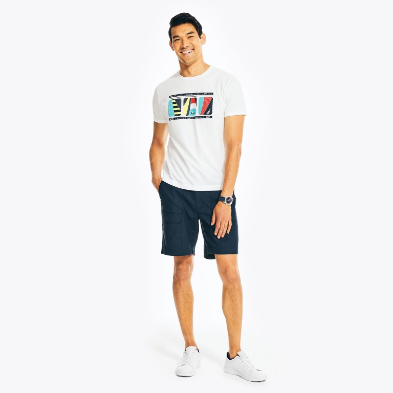 Men's Nautica Sustainably Crafted Sailing Graphic T Shirts White | qovO4WPi