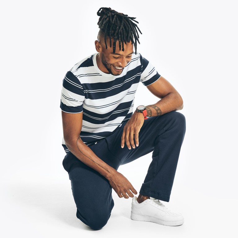 Men's Nautica Sustainably Crafted Striped T Shirts White | 3JcKtazt