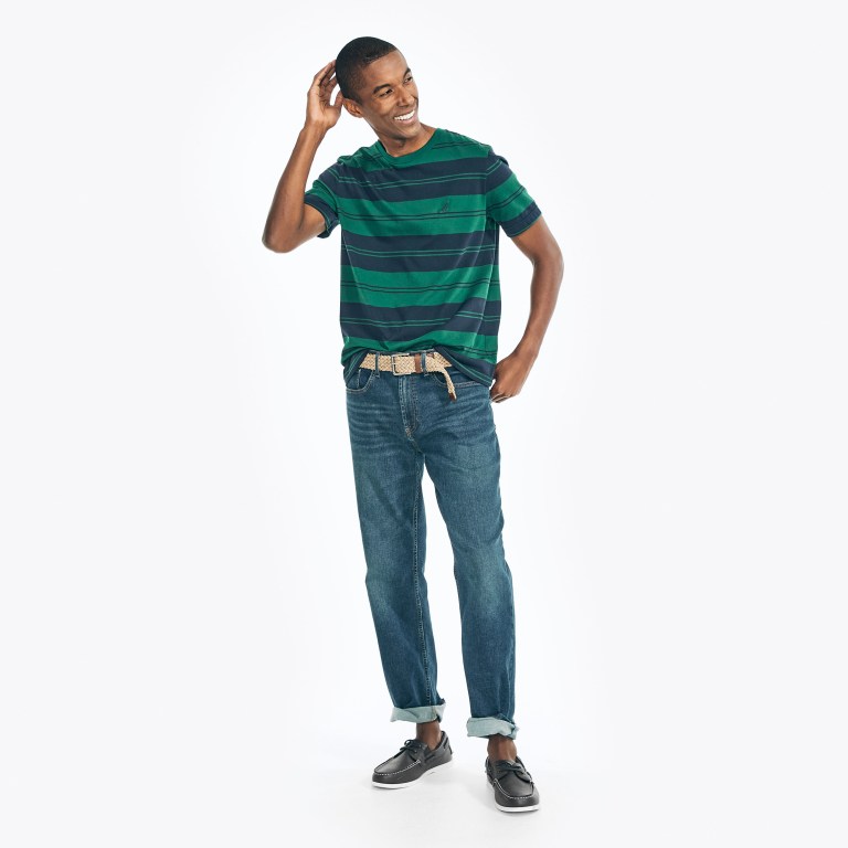 Men's Nautica Sustainably Crafted Striped T Shirts Green | FcZMrfxx