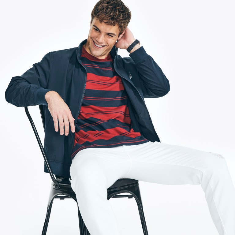 Men's Nautica Sustainably Crafted Striped T Shirts Red | WxMUKASc