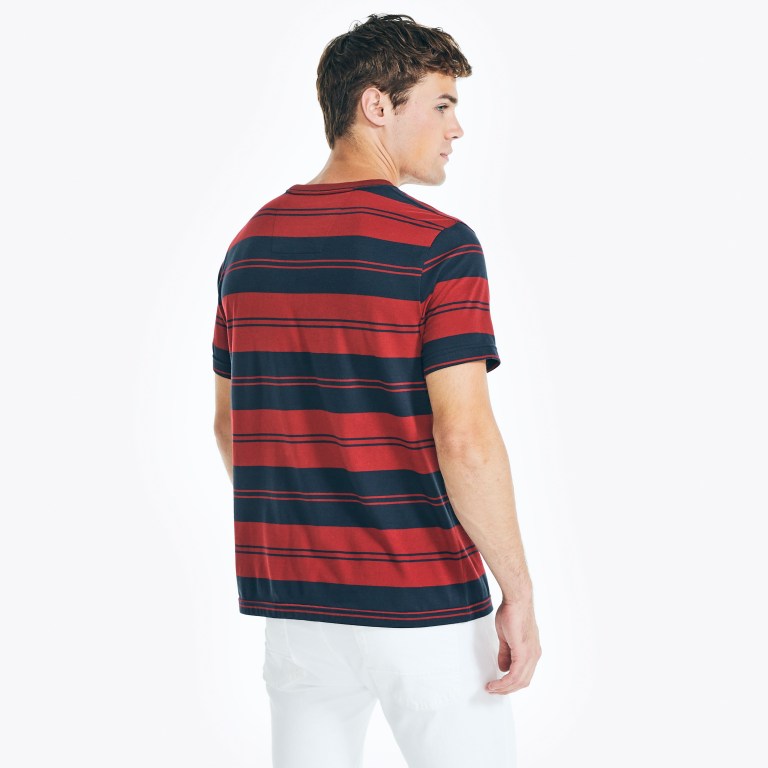 Men's Nautica Sustainably Crafted Striped T Shirts Red | WxMUKASc