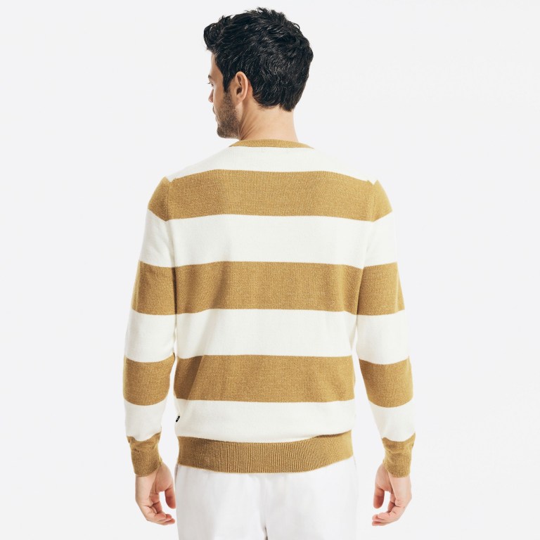 Men's Nautica Sustainably Crafted Striped Sweaters Brown | k6t4lHdt