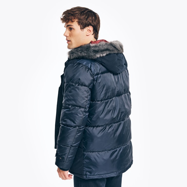 Men's Nautica Sustainably Crafted Tempasphere Parka Coats Navy | O8QNPS3v