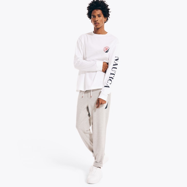 Men's Nautica Urban Necessities X Nautica Graphic Long-sleeve T Shirts White | fjTAFq5C