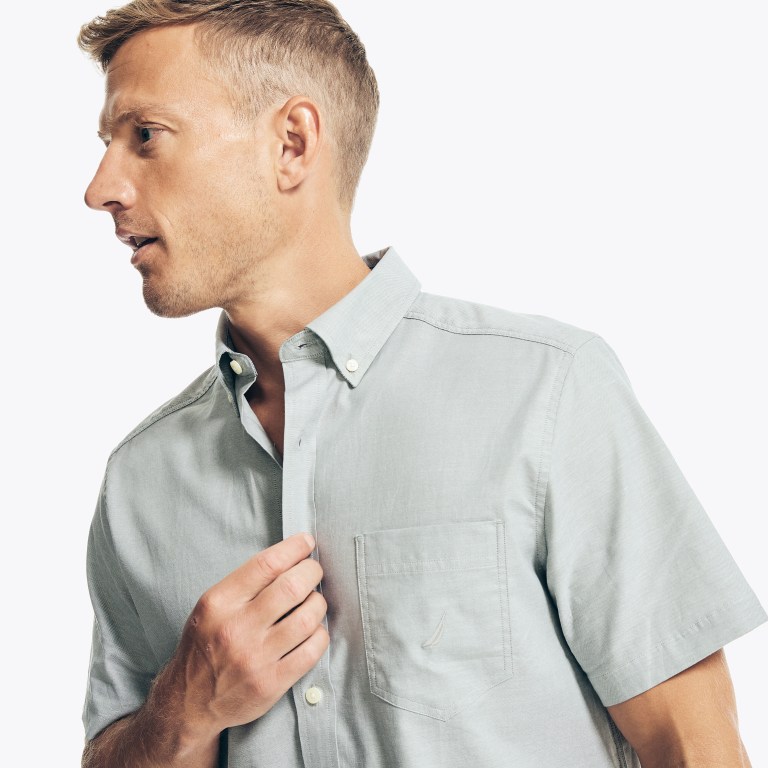 Men's Nautica Wrinkle-resistant Wear To Work -sleeve Shirts Green | GbWSDqlt