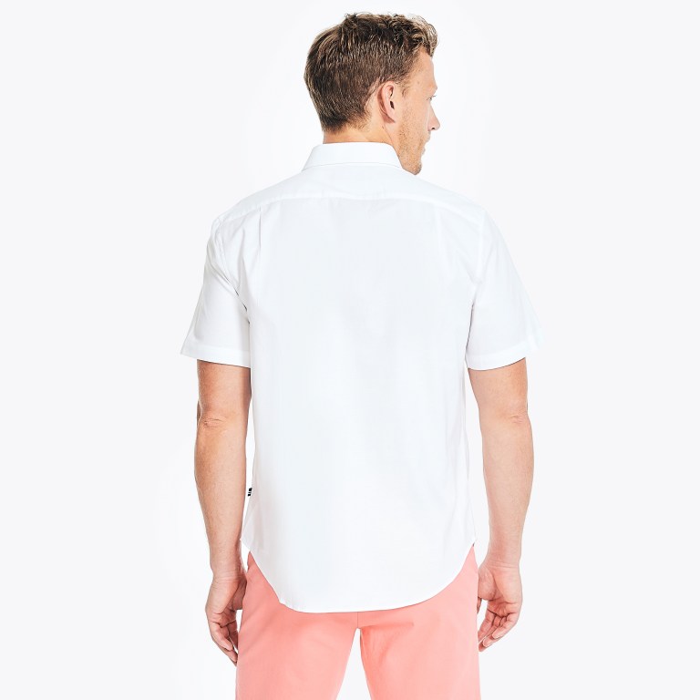 Men's Nautica Wrinkle-resistant Wear To Work -sleeve Shirts White | NSLLbR2p