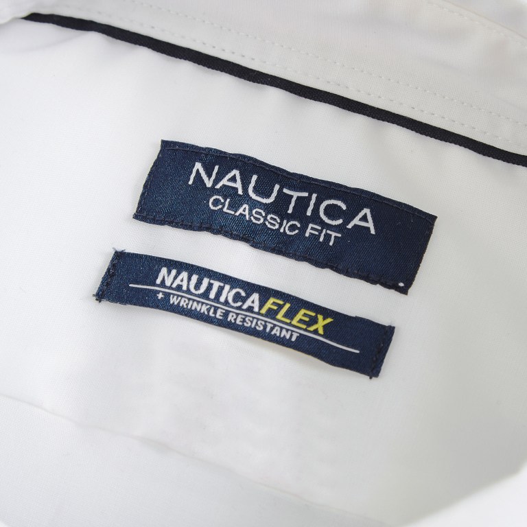 Men's Nautica Wrinkle-resistant Wear To Work Shirts White | QzMKRk8D