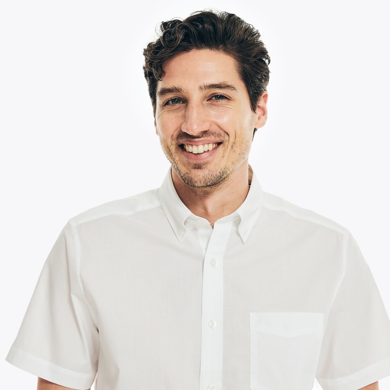 Men's Nautica Wrinkle-resistant Wear To Work -sleeve Shirts White | ZcyJxWKt