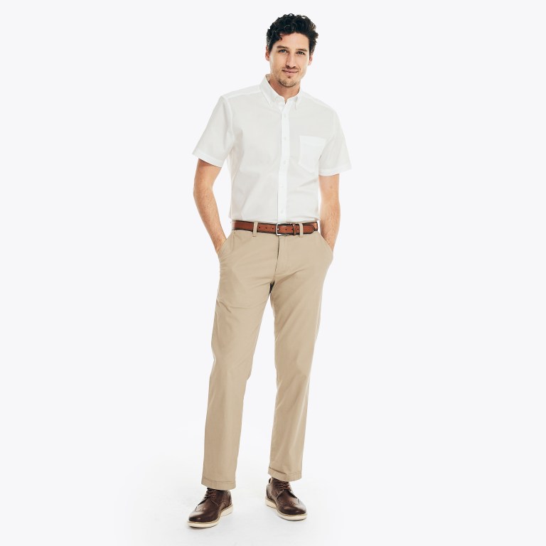 Men's Nautica Wrinkle-resistant Wear To Work -sleeve Shirts White | ZcyJxWKt