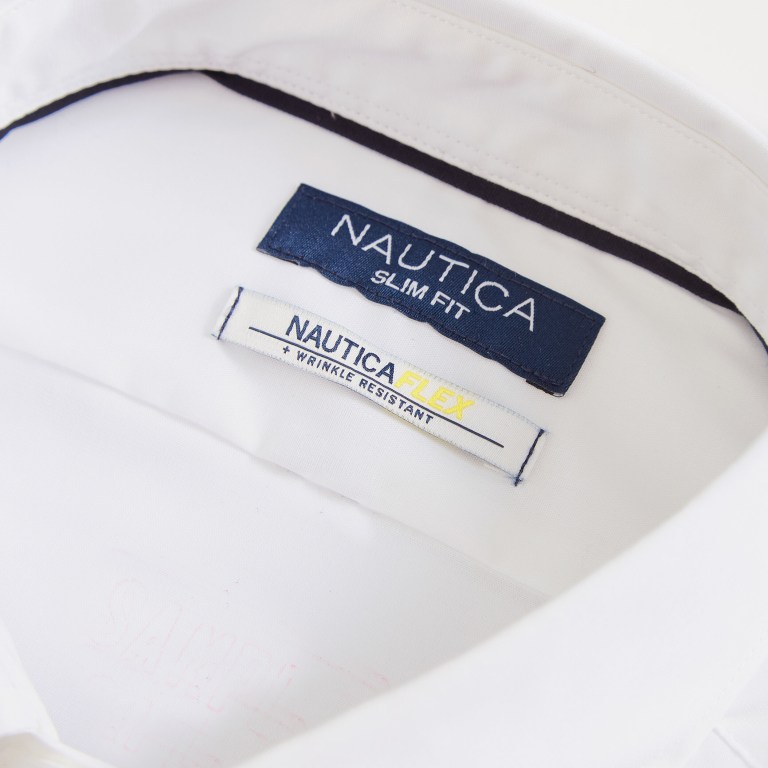 Men's Nautica Wrinkle-resistant Wear To Work Shirts White | cK8P1uVQ