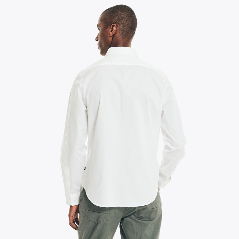 Men's Nautica Wrinkle-resistant Wear To Work Shirts White | cK8P1uVQ