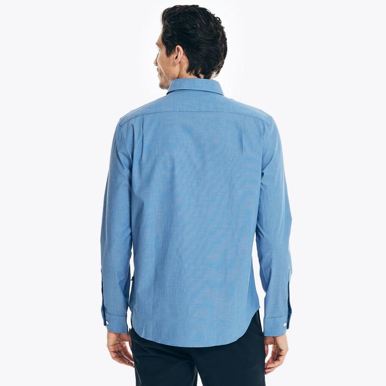 Men's Nautica Wrinkle-resistant Wear To Work Shirts Blue | gGqQBWFM