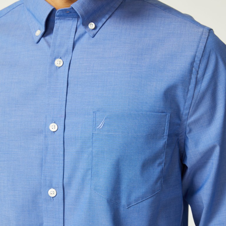 Men's Nautica Wrinkle-resistant Wear To Work Shirts Blue | oSR61UvD