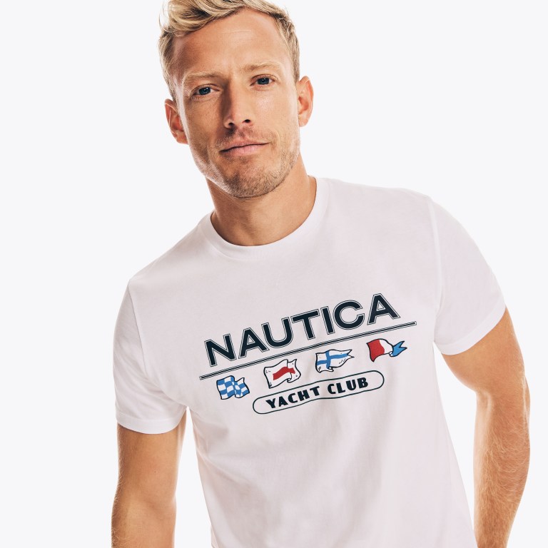 Men's Nautica Yacht Club Graphic T Shirts White | AA1JHdkT