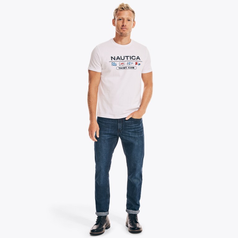 Men's Nautica Yacht Club Graphic T Shirts White | AA1JHdkT