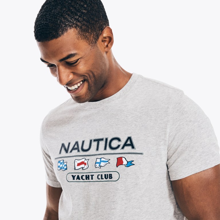 Men's Nautica Yacht Club Graphic T Shirts Grey | nsbPdTuF