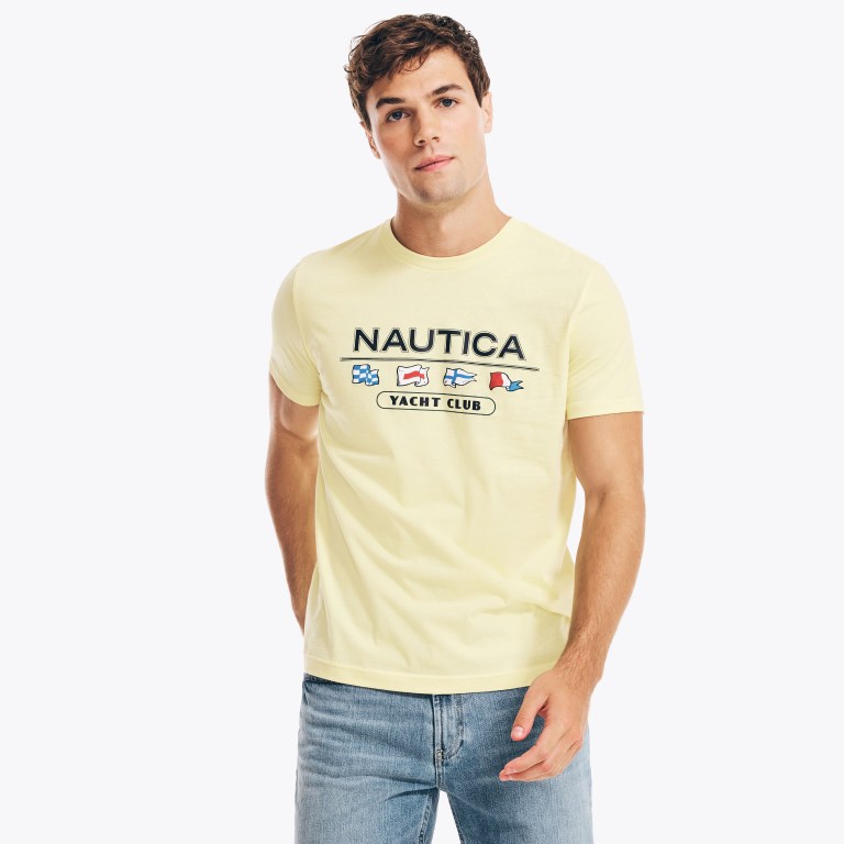 Men\'s Nautica Yacht Club Graphic T Shirts Yellow | yWff1KPB