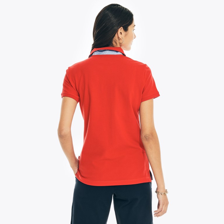 Women's Nautica 5-button Polo Shirts Red | pRiBUf8y