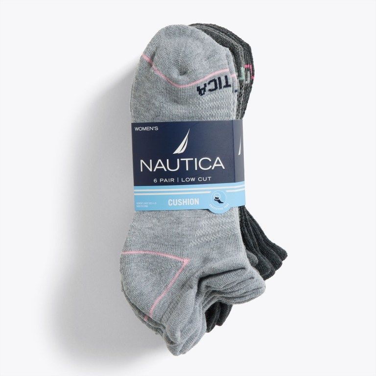 Women's Nautica Athletic Tab Low-cut , 6-pack Socks Multicolor | cnqDPiM1