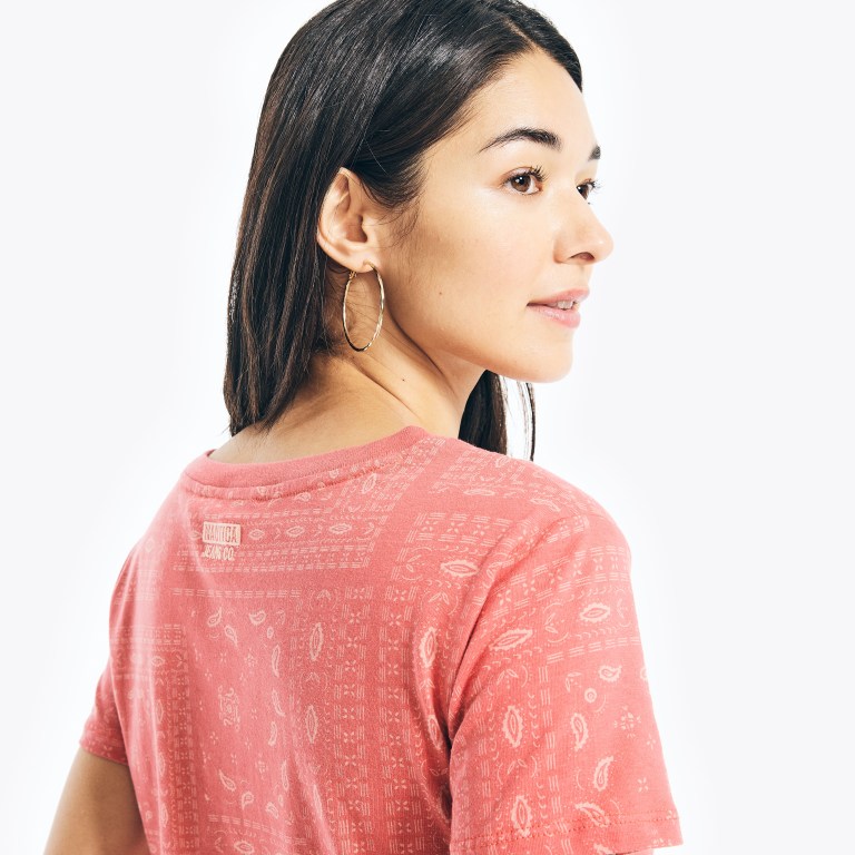 Women's Nautica Bandana Print T Shirts Red | NkSuWeVb