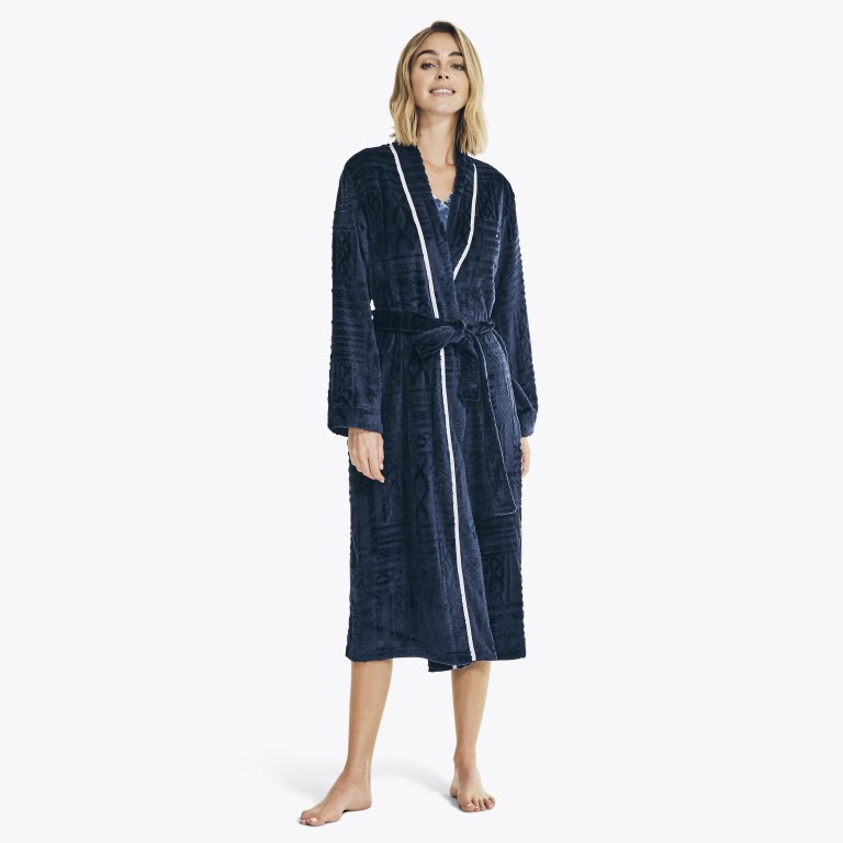 Women's Nautica Cable-knit Robe Sleepwear Blue | 9Yi2nPRO