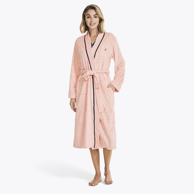 Women's Nautica Cable-knit Robe Sleepwear Burgundy | ZCqlp3Jr