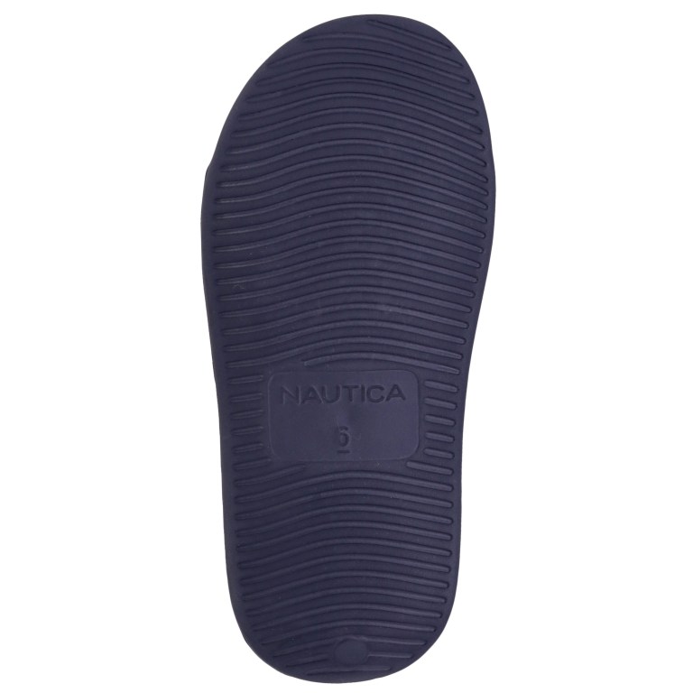 Women's Nautica Embossed Striped Logo Slides Navy | GsZcnQrQ