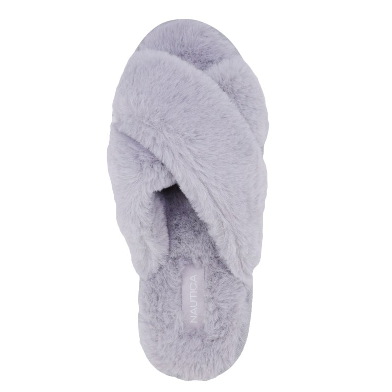 Women's Nautica Faux-fur Crisscross Slippers Grey | U109imIn