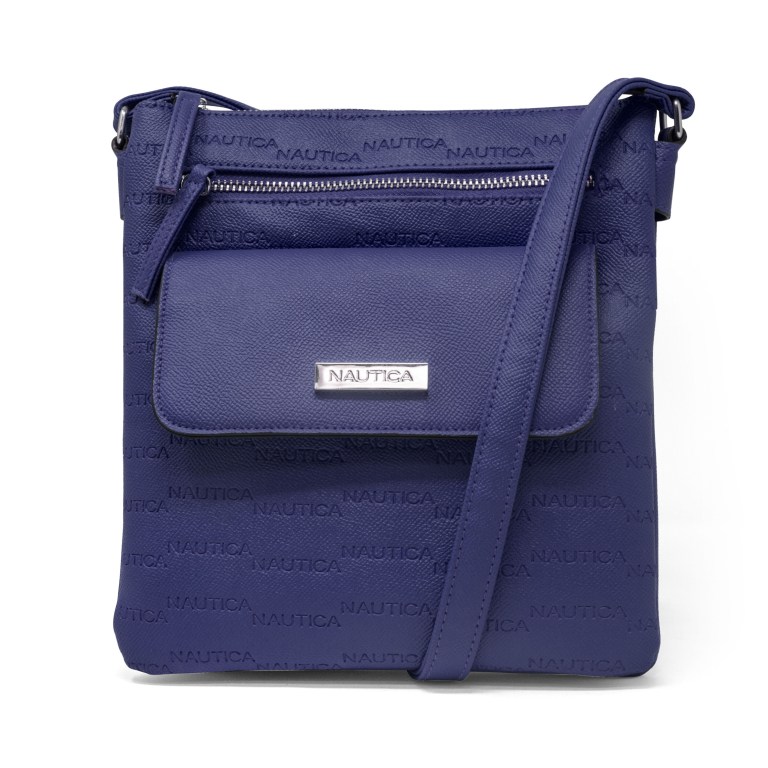 Women\'s Nautica Key Largo Canvas Crossbody Handbag Navy | MShrtZrr