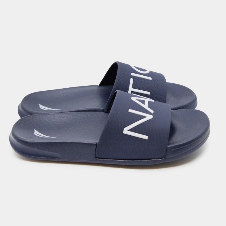 Women's Nautica Lifeboat Logo Slides Navy | LCjqtgkX