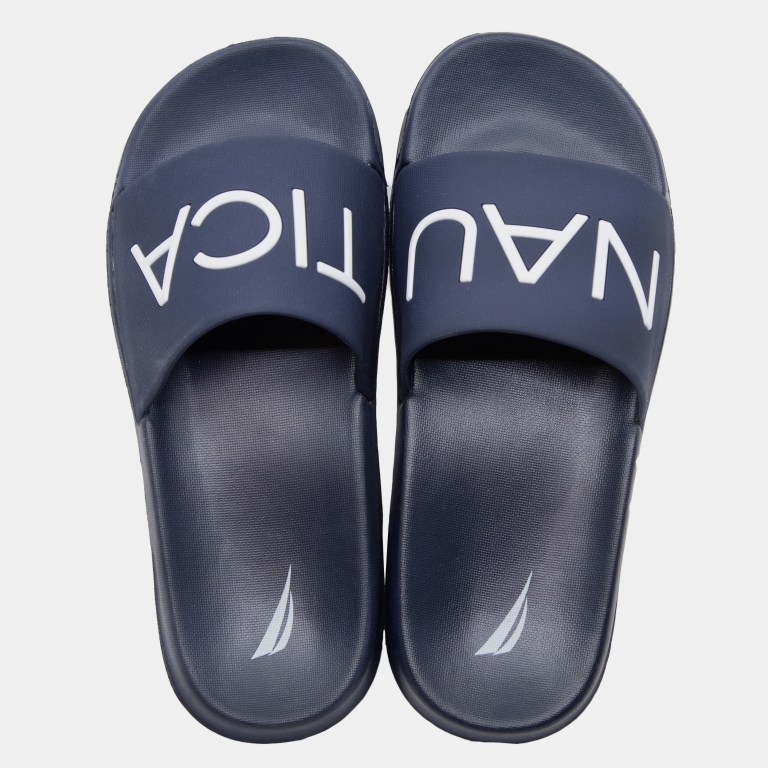 Women's Nautica Lifeboat Logo Slides Navy | LCjqtgkX