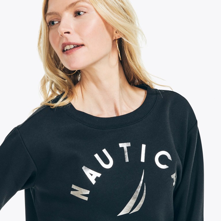 Women's Nautica Logo Graphic Sweatshirts Black | F02jEO6F