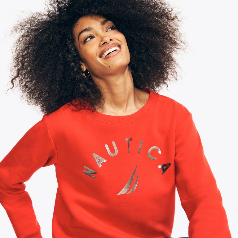 Women's Nautica Logo Graphic Sweatshirts Red | gcOkbPJD