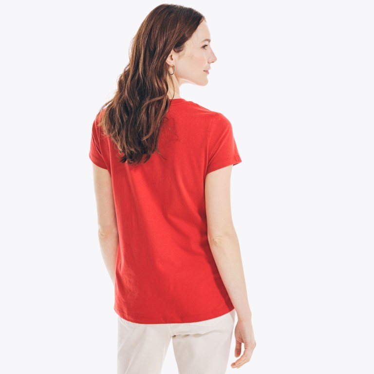 Women's Nautica Logo Graphic T Shirts Red | m5FmFa5s